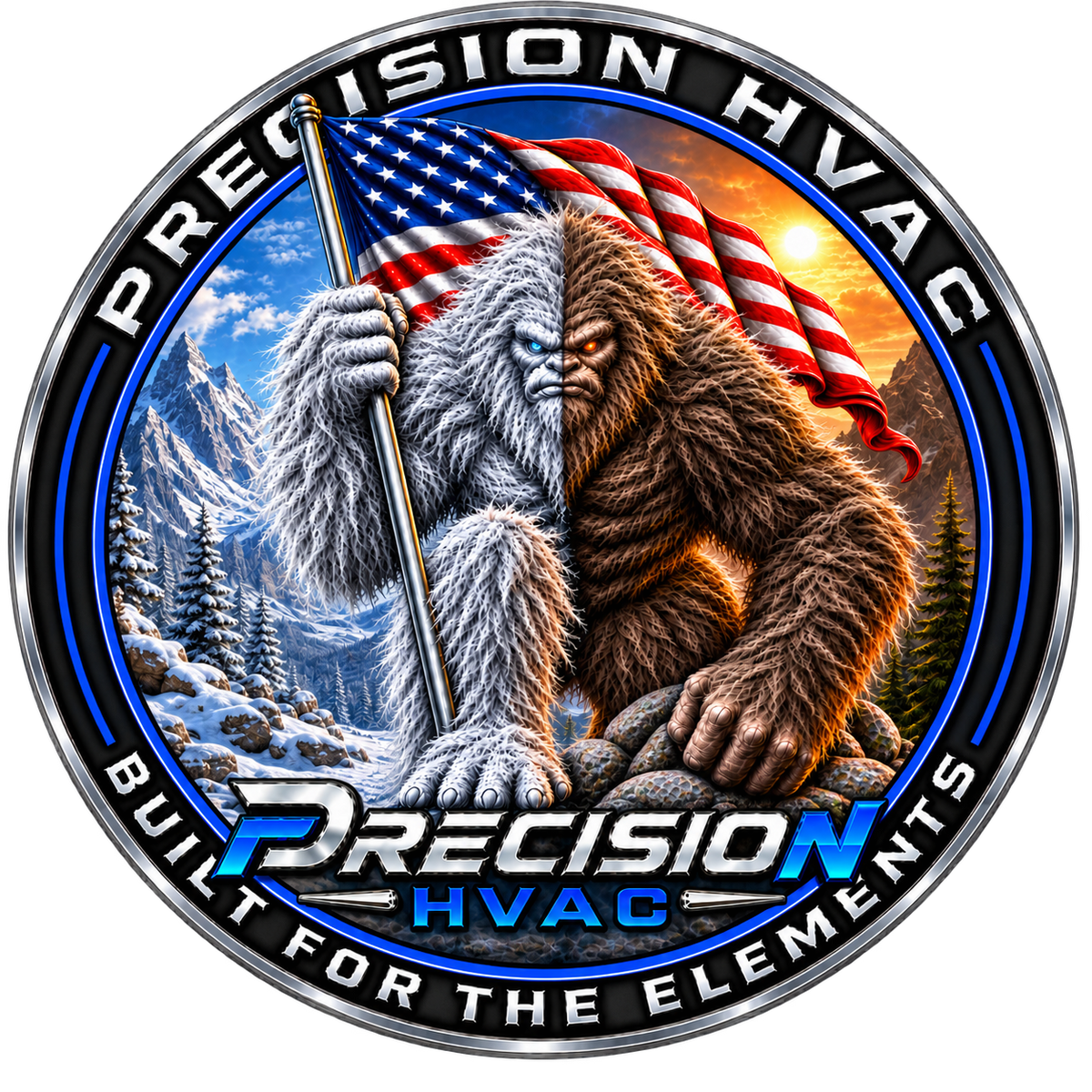 Precision HVAC crew emblem
